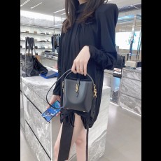 le37 미니 카프스킨 숄더 토트 버킷백