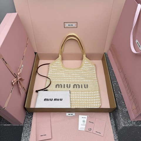 miu mi* 우븐 패브릭 린넨 토트백