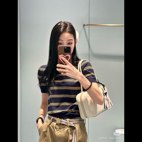 miu mi* 25ss 스트라이프 반팔 카라티