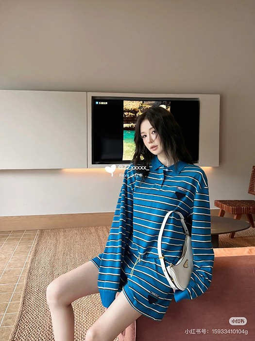 prad* 스트라이프 카라 롱슬리브