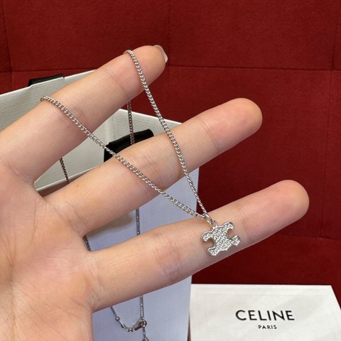celin* 트리오페 라인스톤 목걸이