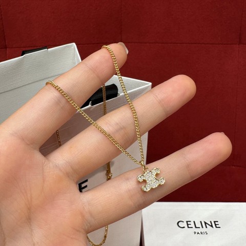 celin* 트리오페 라인스톤 목걸이