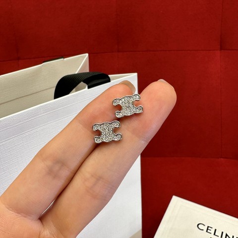 celin* 트리오페 라인스톤 귀걸이