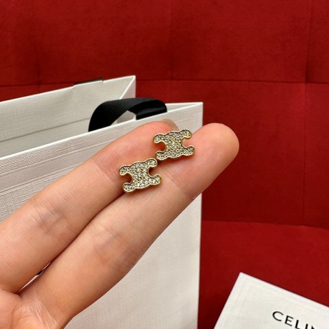 celin* 트리오페 라인스톤 귀걸이