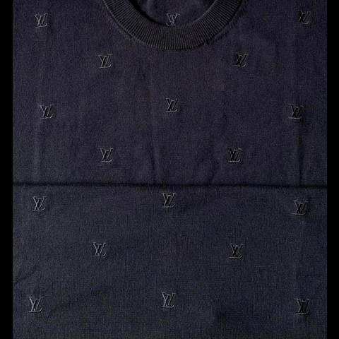 lv 블라종 엠브로이더드 쇼트 슬리브드 크루넥 반팔