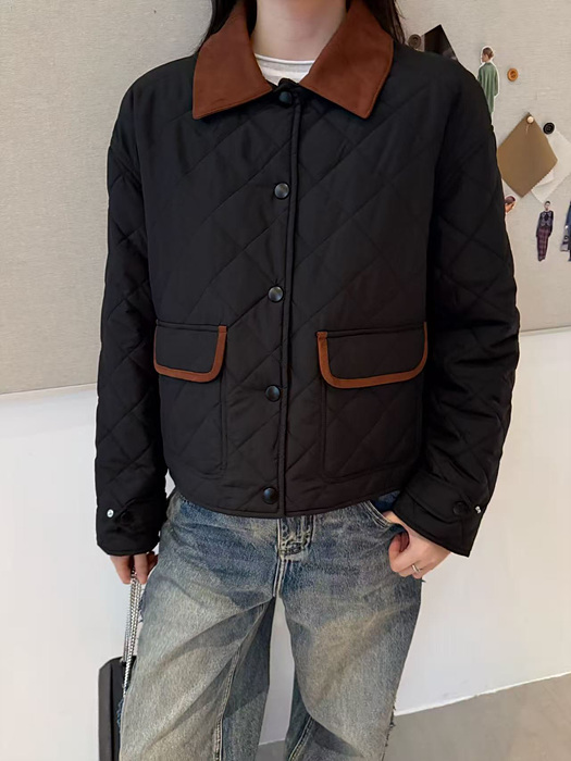 miu mi* 퀼팅 블루종 재킷