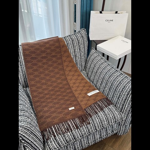 celin* 모노그램 캐시미어 프린지드 스카프