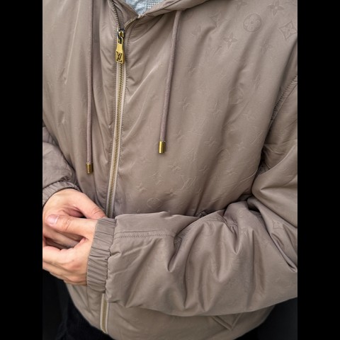 lv 모노그램 에보스 후드 코튼 패딩 재킷